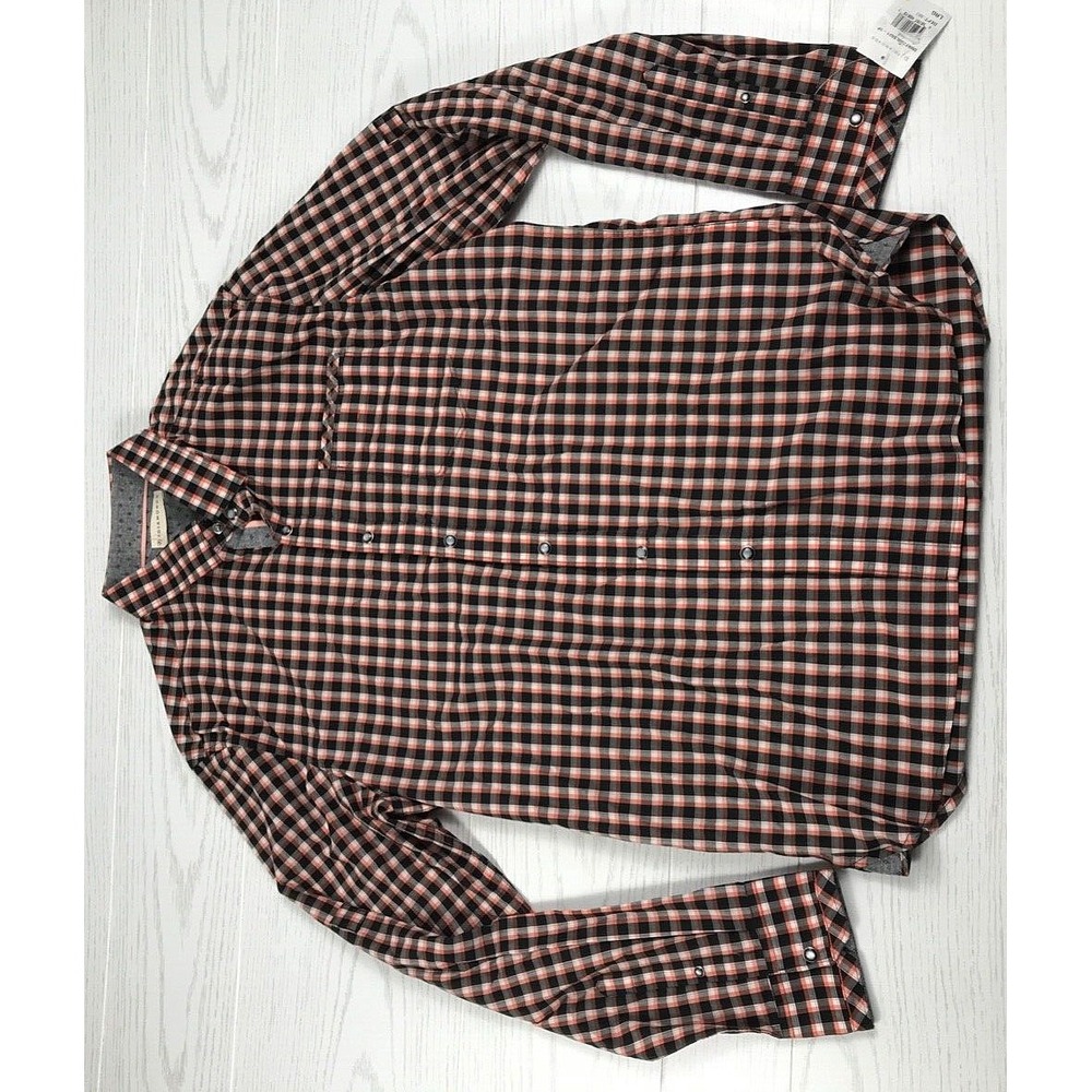7 Diamonds Pearl Snap Shirt Men's Large Long Sleeve Button Up Checked Cotton NEW